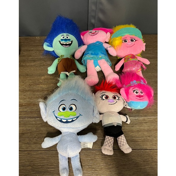 Trolls Plush Lot of 6 Dolls Stuffed Animals Toy Figures Kids Collection - Picture 1 of 13